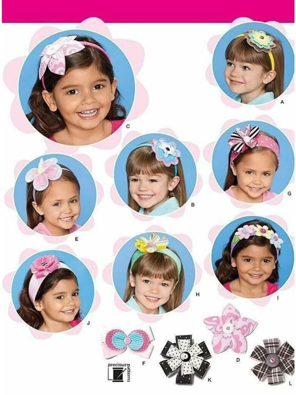 Sewing Pattern Simplicity 1820 Hair Accessories Girls 12 Designs Headbands Bows